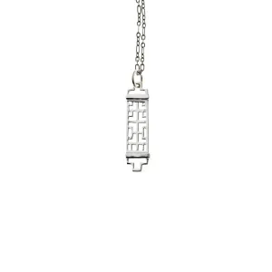 Mystical Pagoda Rectangle Sterling Silver Necklace