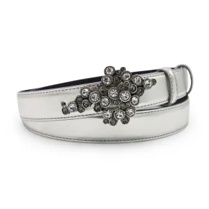 Narrow Silver Metallic Crystal Bubble Belt