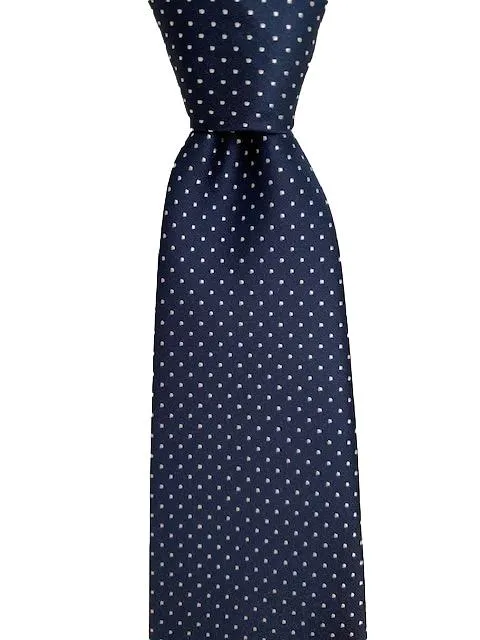 Navy Blue and White Pin Dot Extra Long Men's Tie