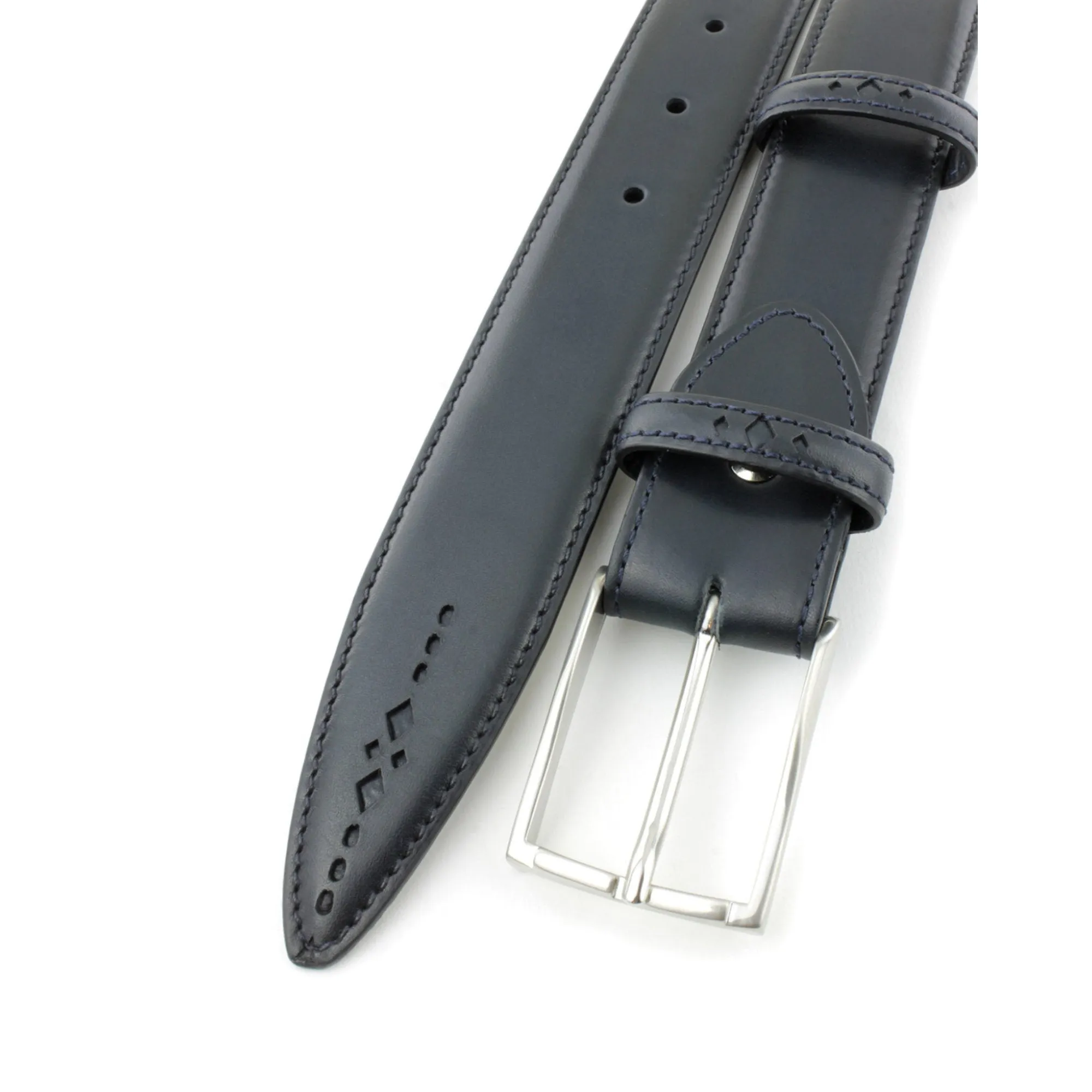 Navy Blue Eastwood diamond perforation belt