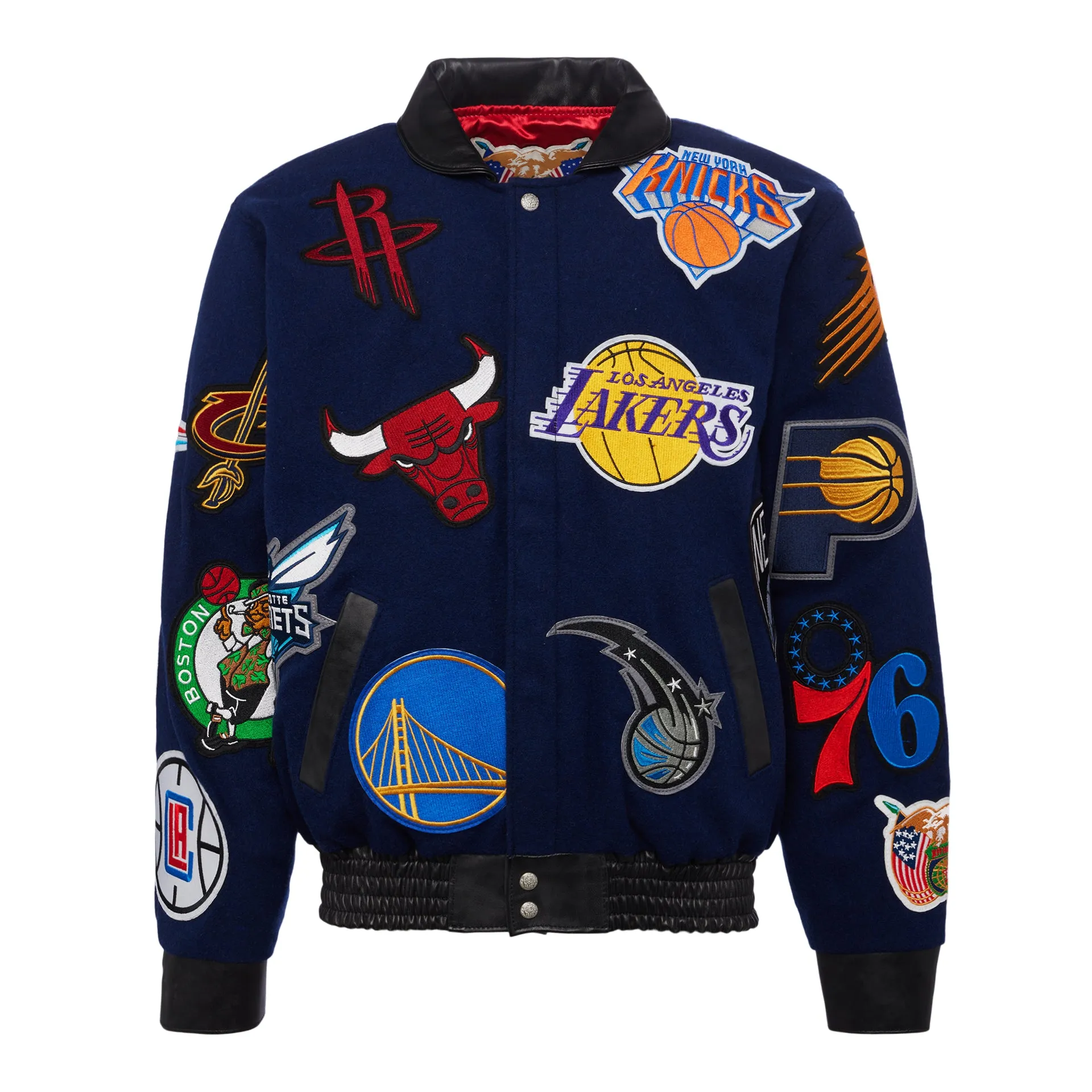 NBA COLLAGE WOOL & LEATHER JACKET Navy