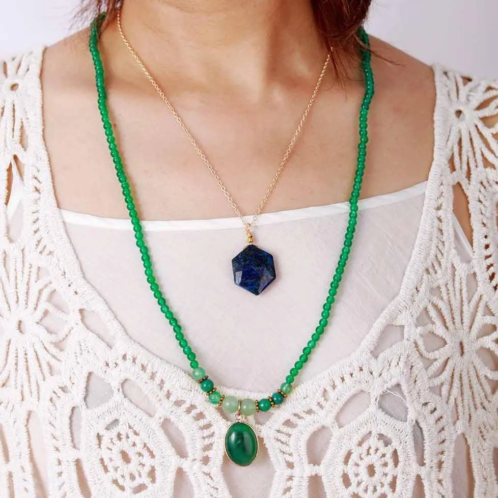 'Nyiwarri' Green Onyx Beads Pendant Necklace