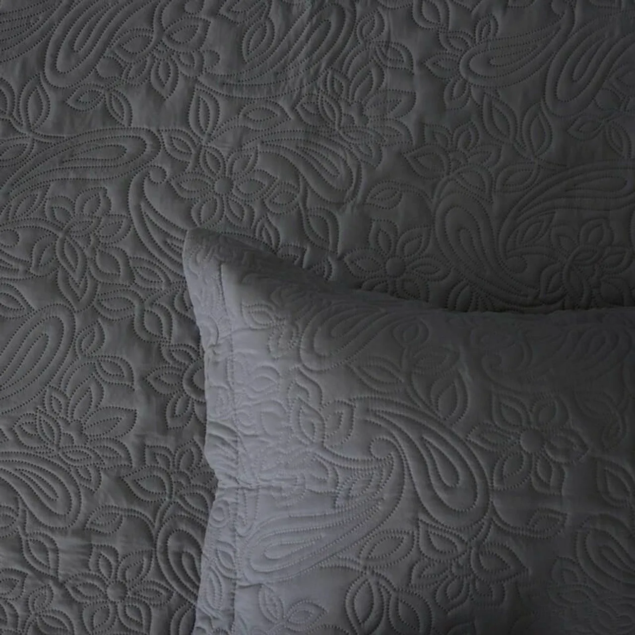 Paisley Charcoal Coverlet Set By Bambury