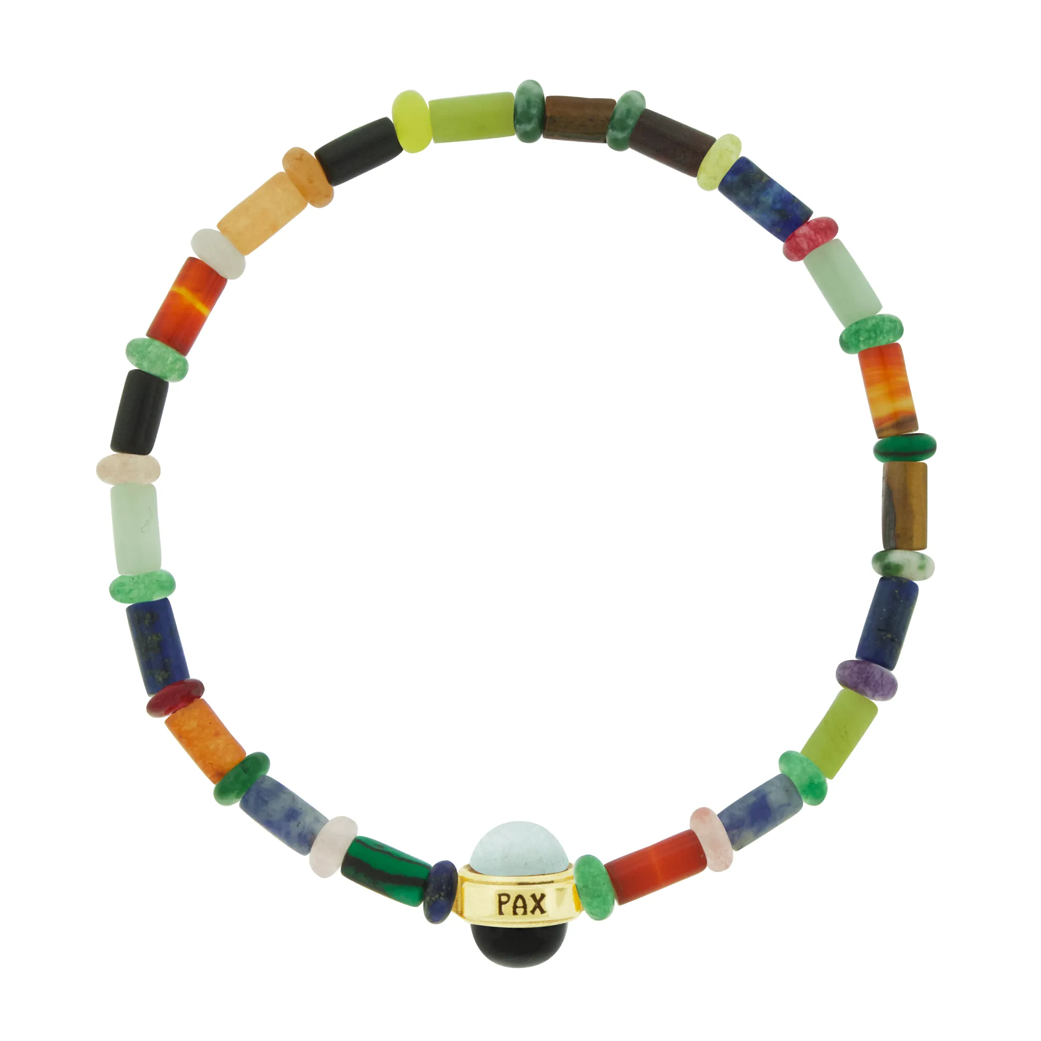 PAX Cabochon Bead on Gemstone Bead Bracelet