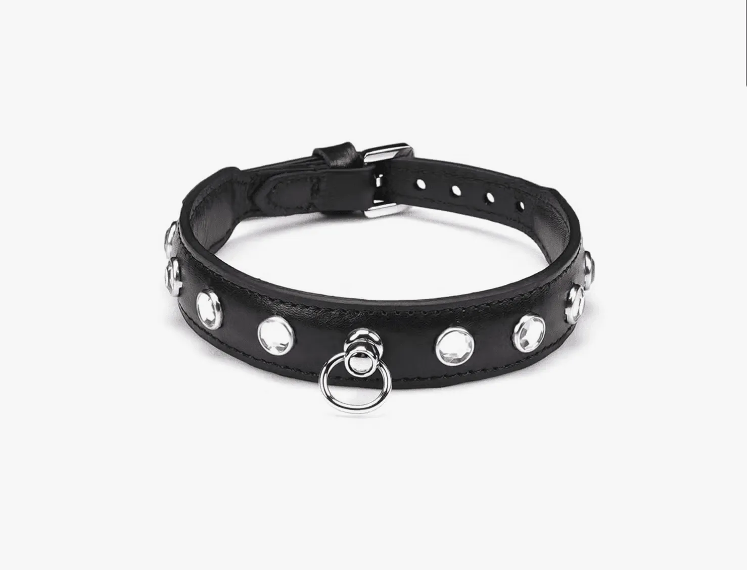 Premium Leather Choker with Clear Gems by Liebe Seele