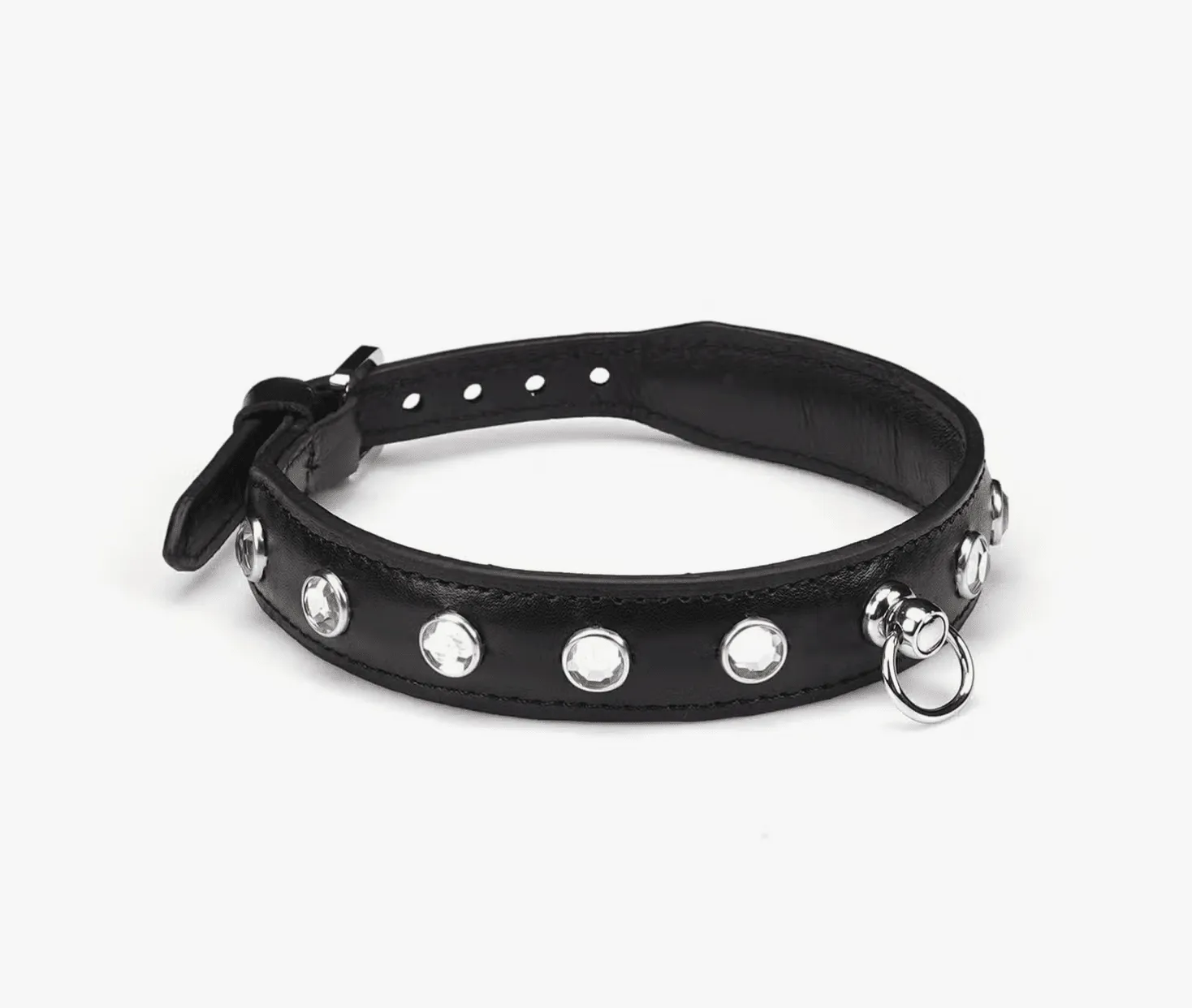 Premium Leather Choker with Clear Gems by Liebe Seele