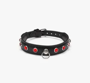 Premium Leather Choker with Red Gems by Liebe Seele