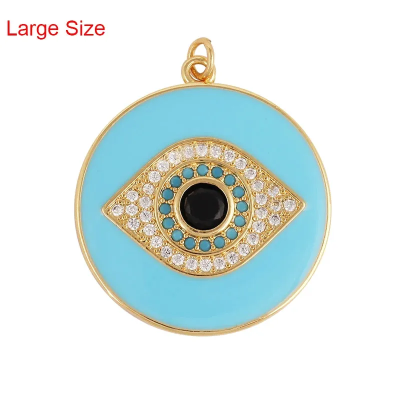 Protective Turkish Blue Evil Eye Charm Pendant with Zirconia