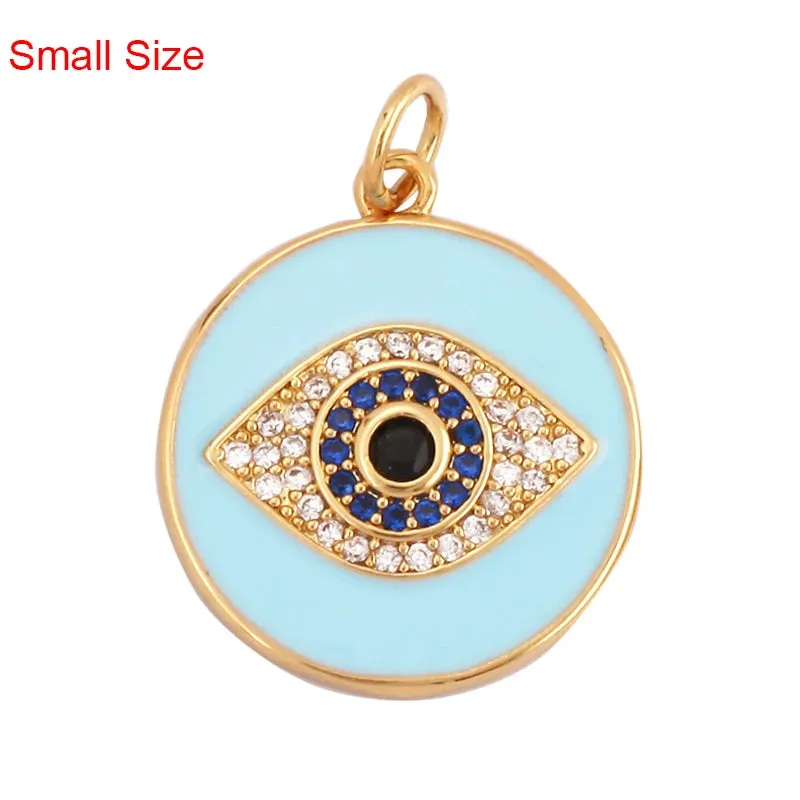 Protective Turkish Blue Evil Eye Charm Pendant with Zirconia