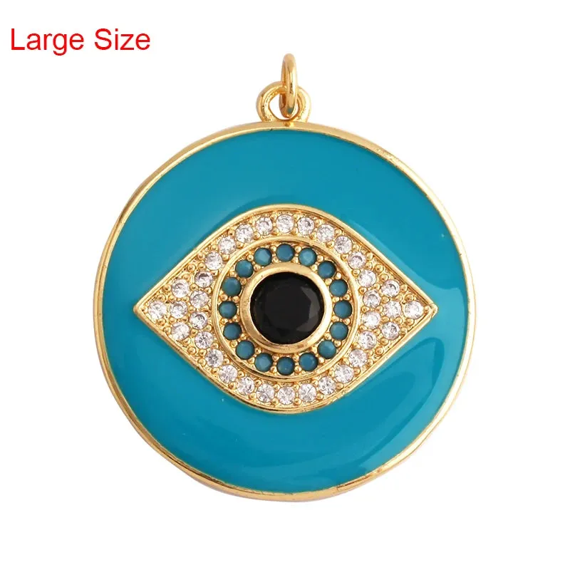 Protective Turkish Blue Evil Eye Charm Pendant with Zirconia