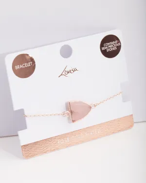 Real Rose Gold Plated Rose Quartz Toggle Bracelet