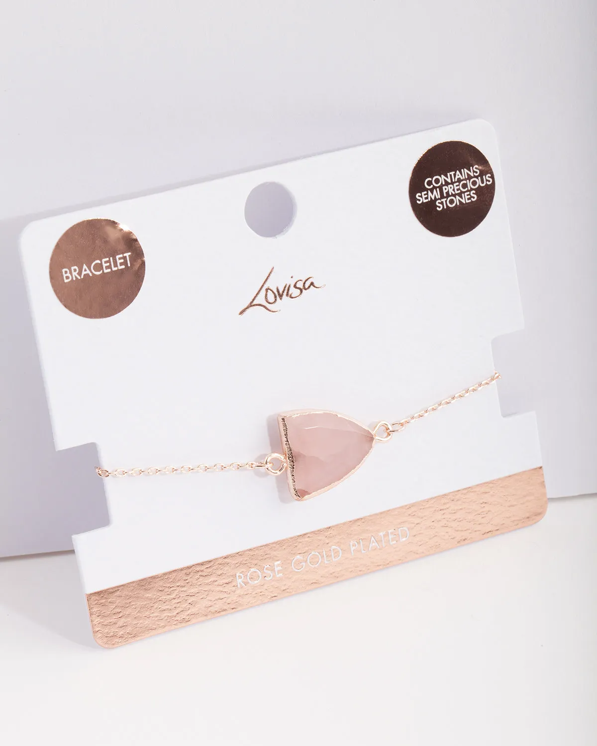 Real Rose Gold Plated Rose Quartz Toggle Bracelet