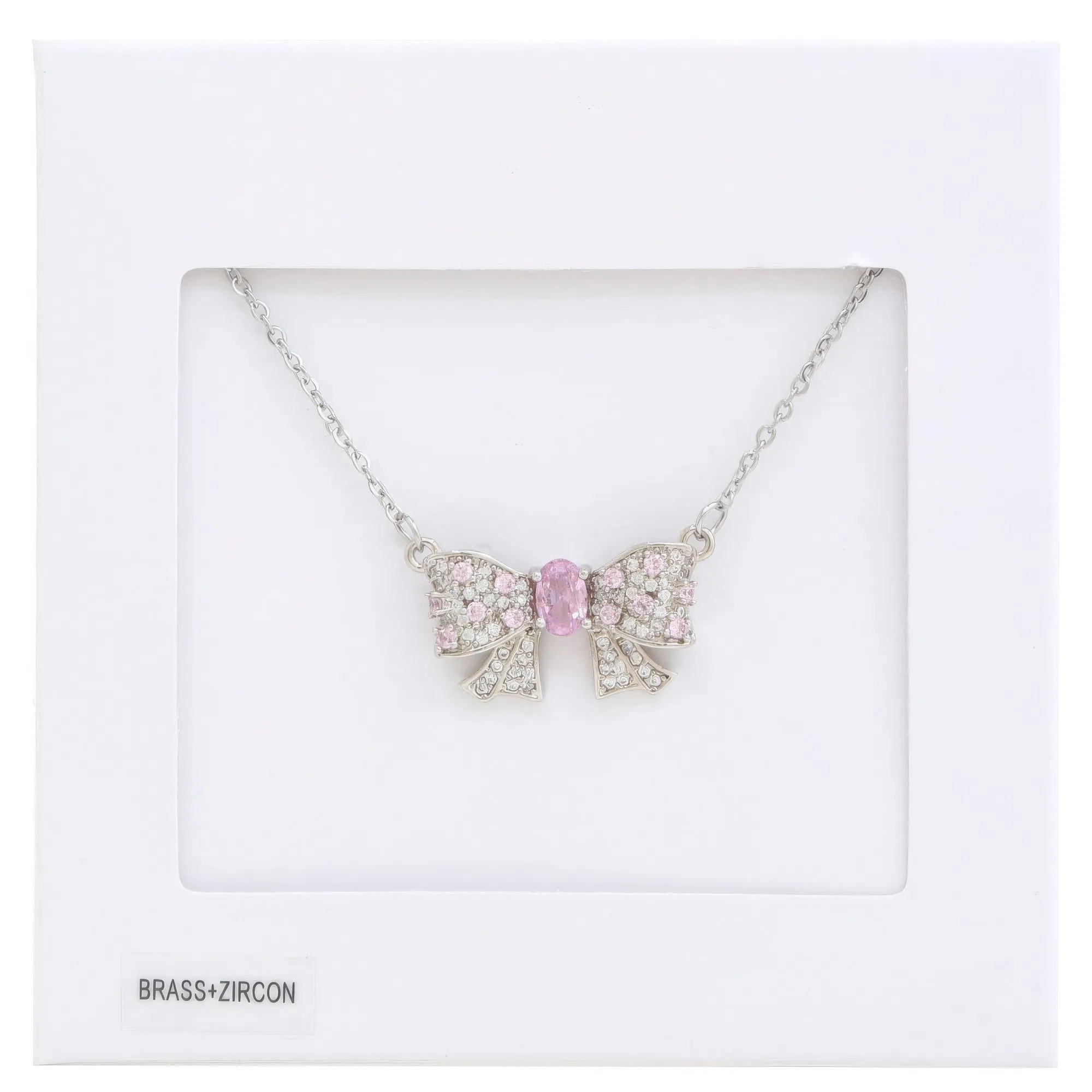 Rhinestone Bow Metal Necklace