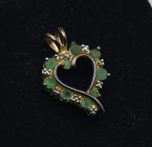 Ross-Simons - Vintage Emerald and Diamonds Gold Tone Sterling Silver Heart Pendant