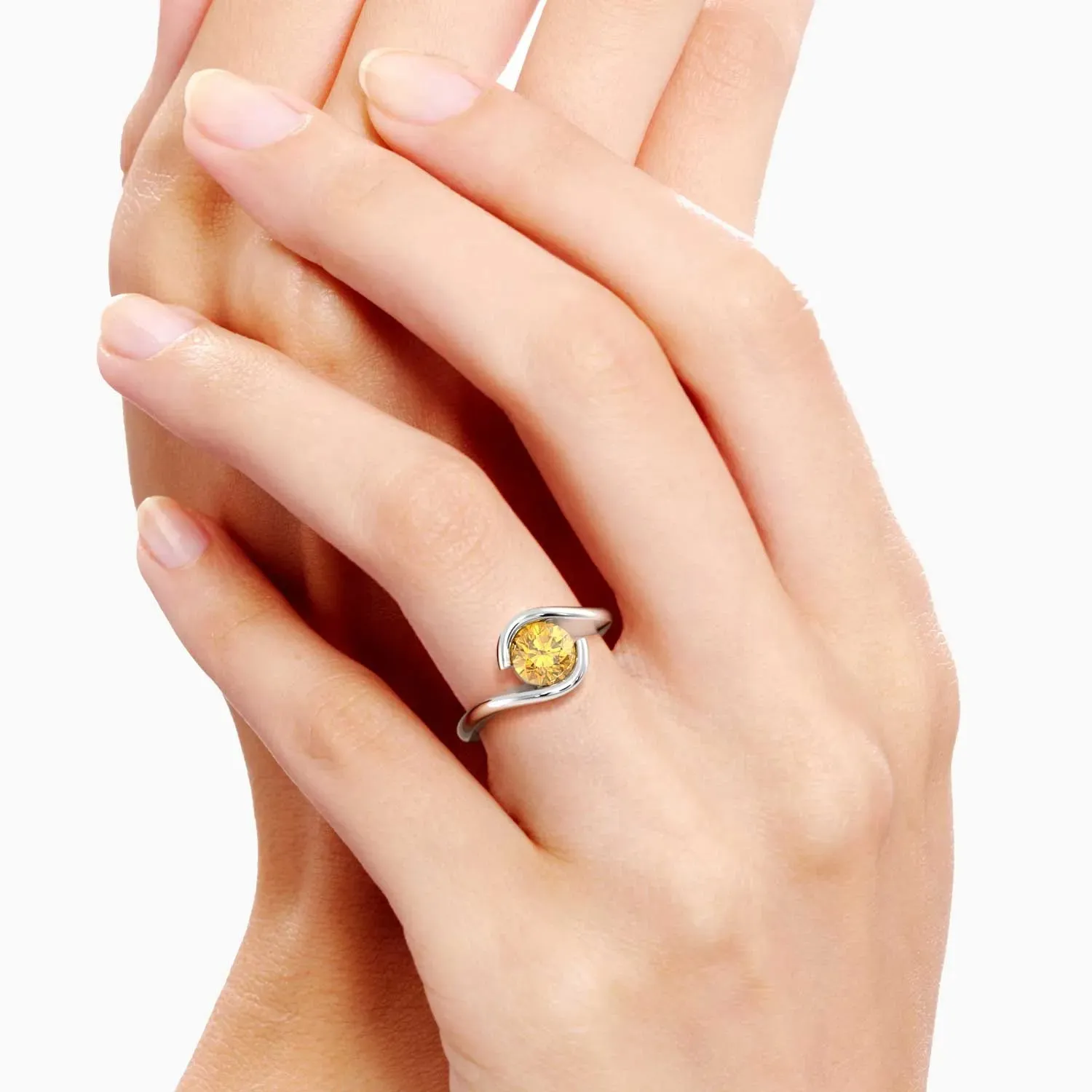 Round Cut Citrine Promise Ring in Sterling Silver | Irosk Australia ®