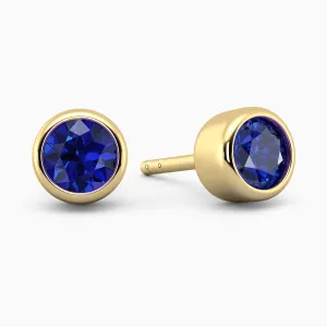 Round Shape Sapphire Earrings in Gold - Irosk ®