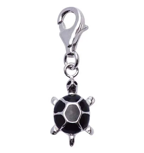 Silver and Black Turtle Charm