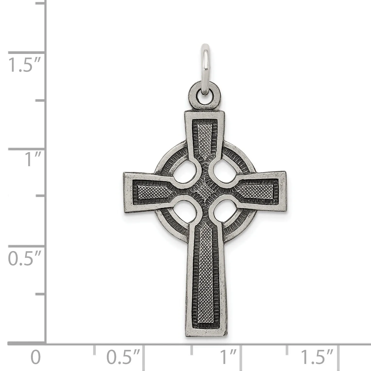 Silver Polish Satin Antique Celtic Cross Pendant