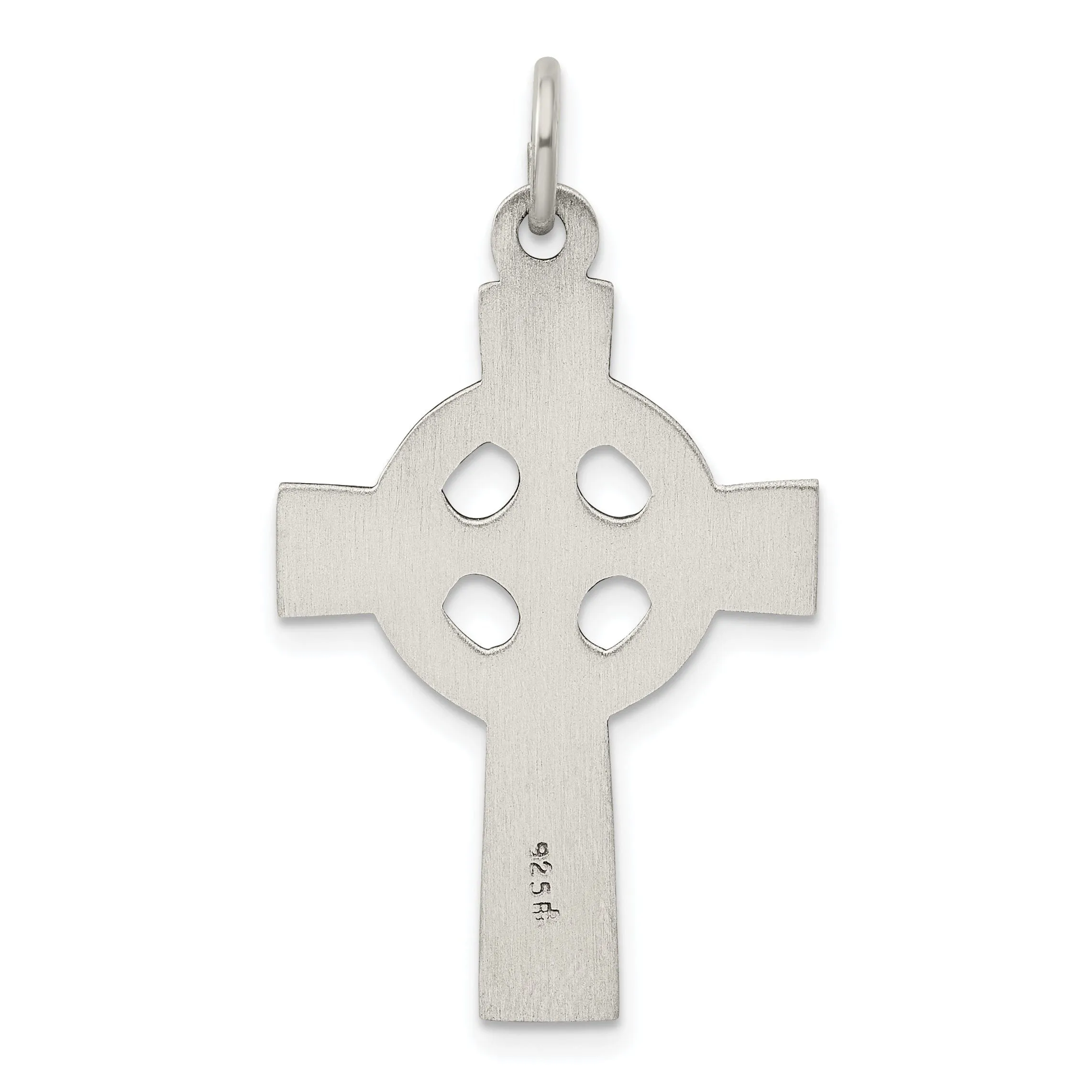 Silver Polish Satin Antique Celtic Cross Pendant