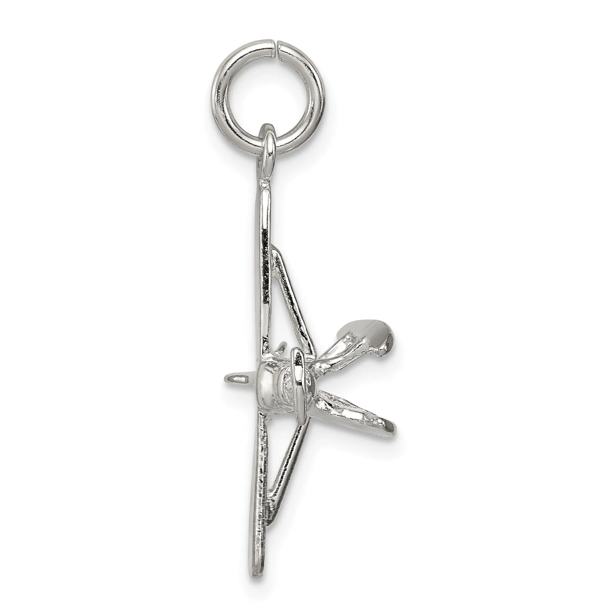 Silver Polished 3-D Floatplane Charm Pendant