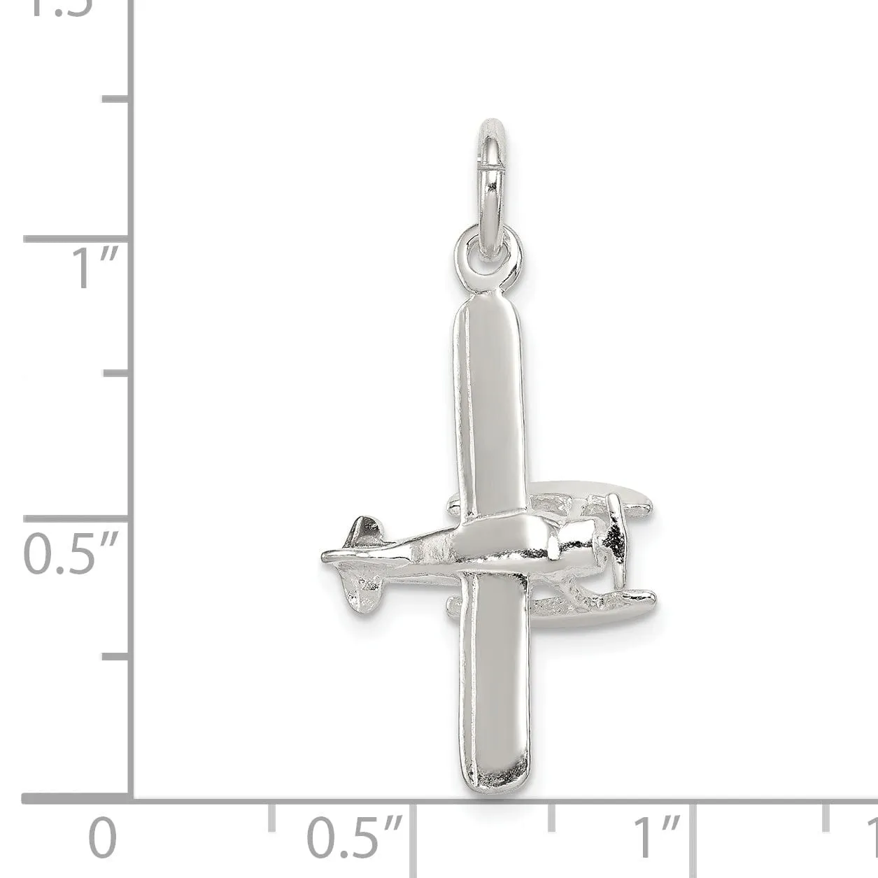 Silver Polished 3-D Floatplane Charm Pendant