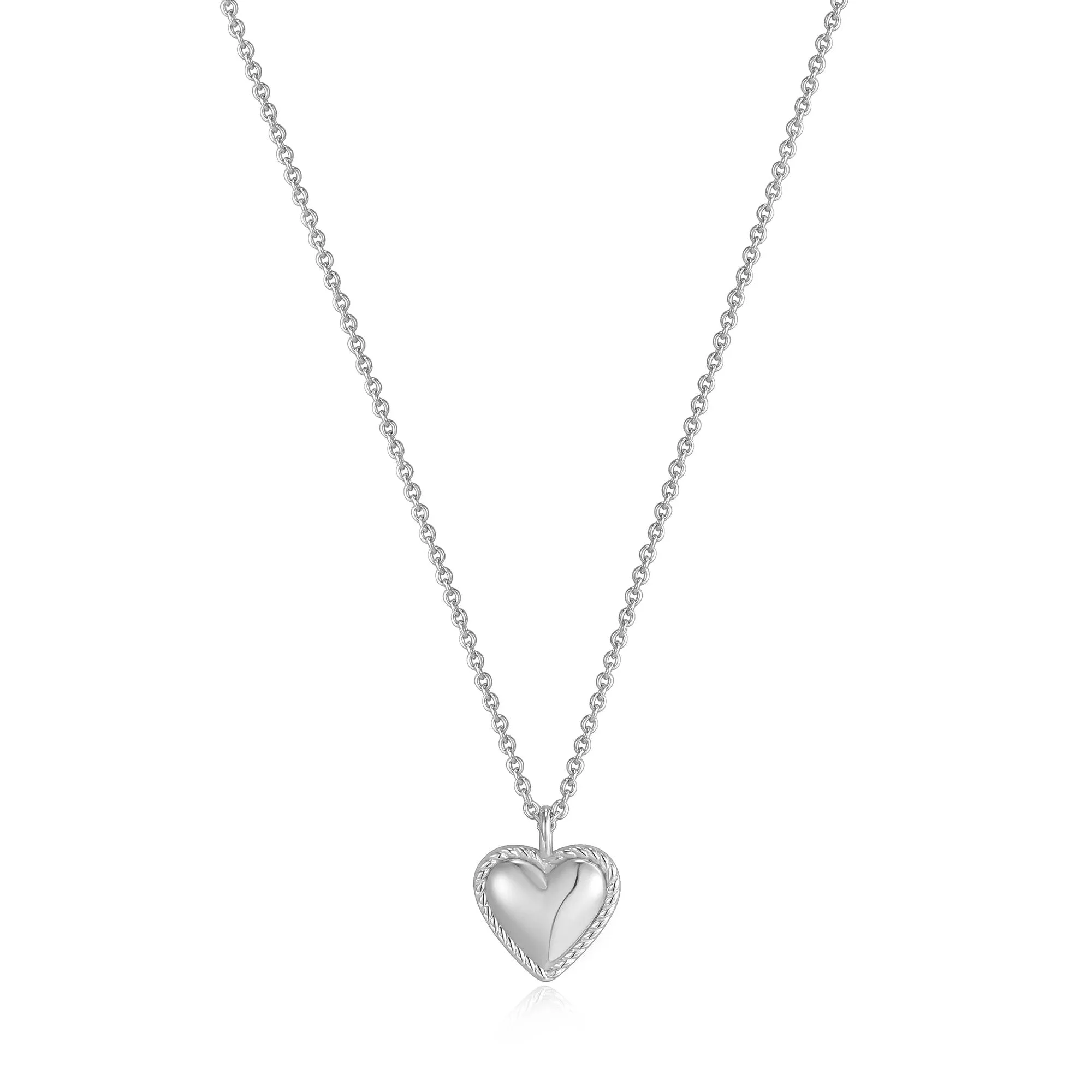 Silver Rope Heart Pendant Necklace