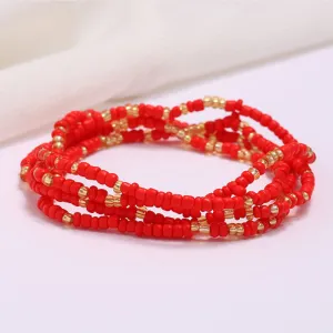 Slimming Elastic Waist Band | Clear Red Color Waist Beads | African Waist Beads