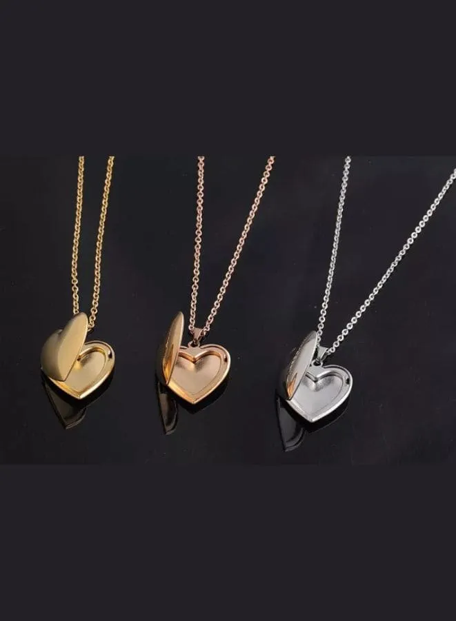 Stainless Steel Photo Locket Necklace Open Heart Pendant Necklaces For Women Jewelry Family Birthday Gift