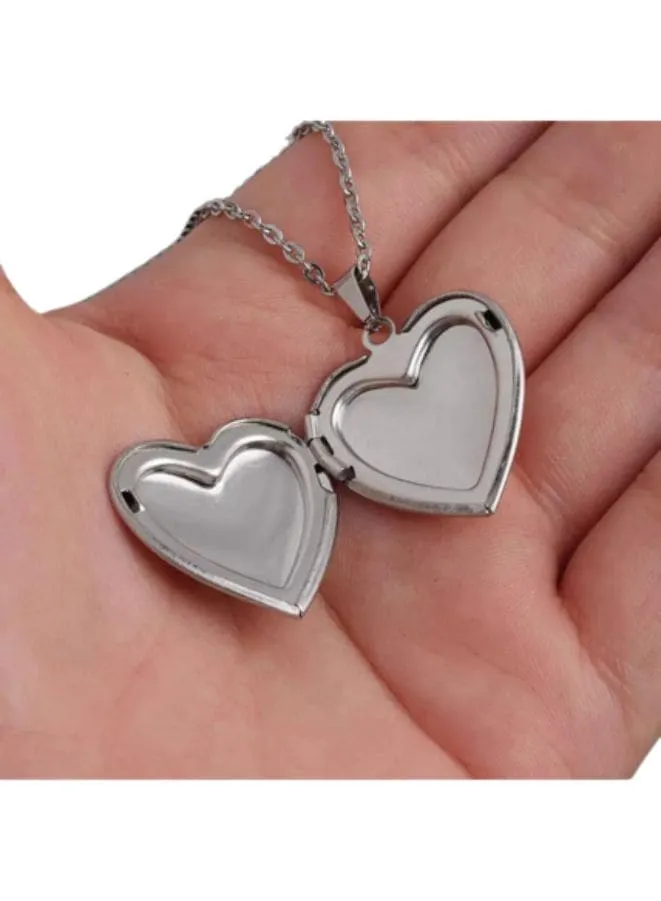 Stainless Steel Photo Locket Necklace Open Heart Pendant Necklaces For Women Jewelry Family Birthday Gift