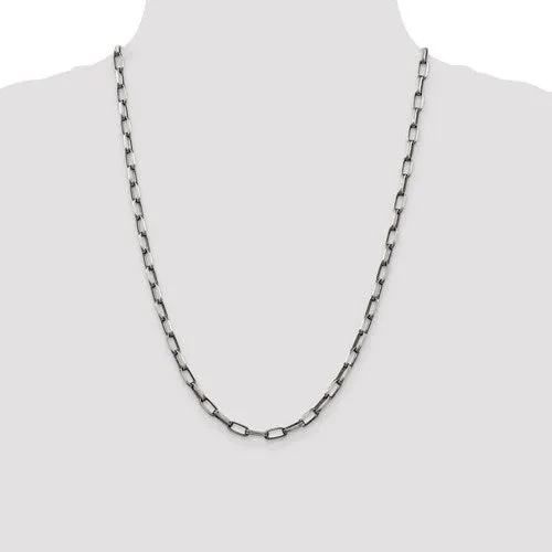 Sterling Silver 4.8 MM Antiqued Fancy Link Necklace