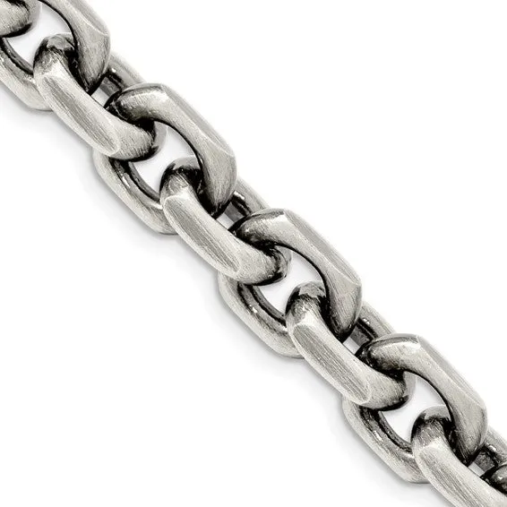 Sterling Silver 8.6 MM Antiqued Elongated Fancy Open Link Chain