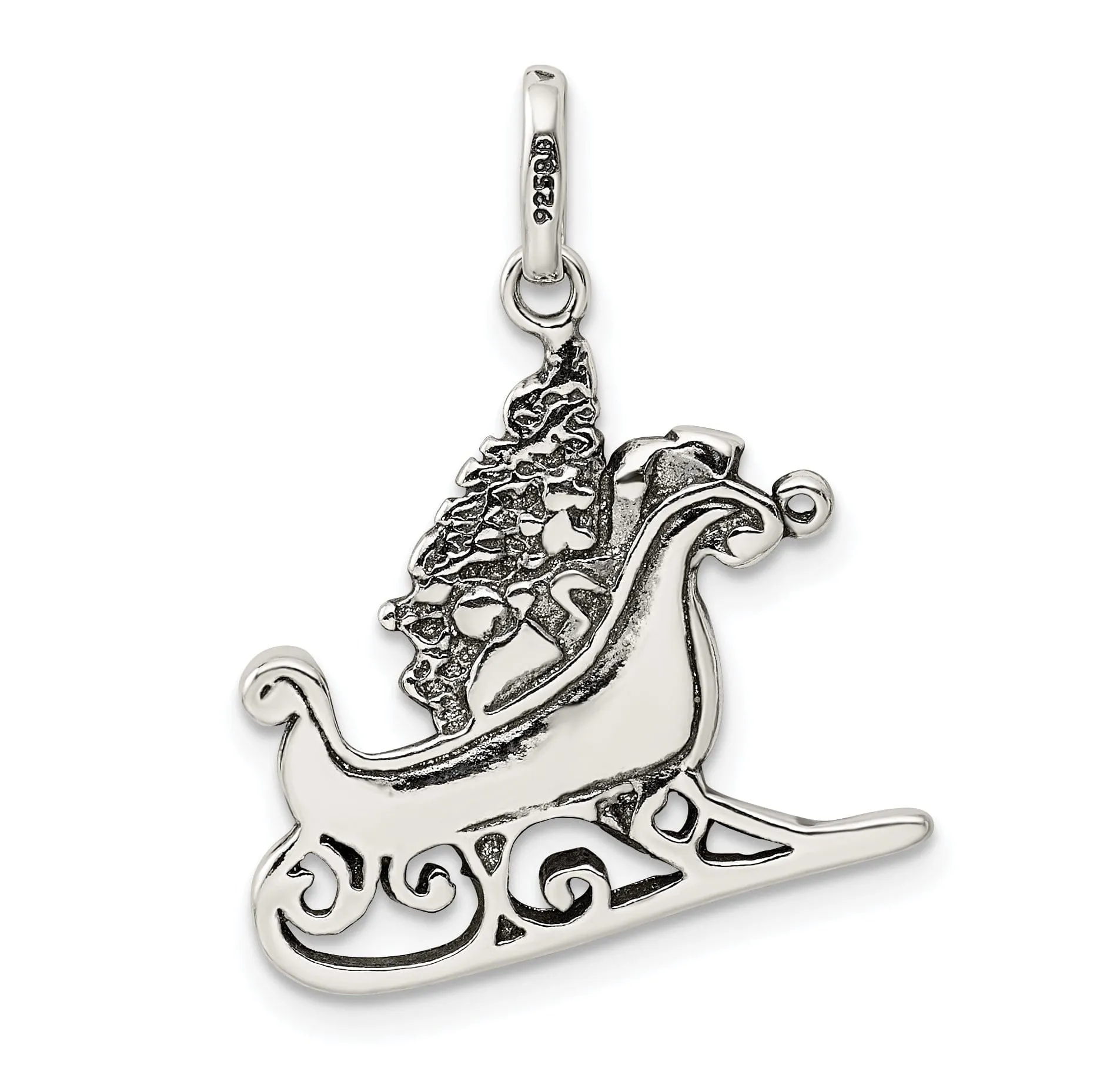 Sterling Silver Antiqued Sleigh Charm Pendant