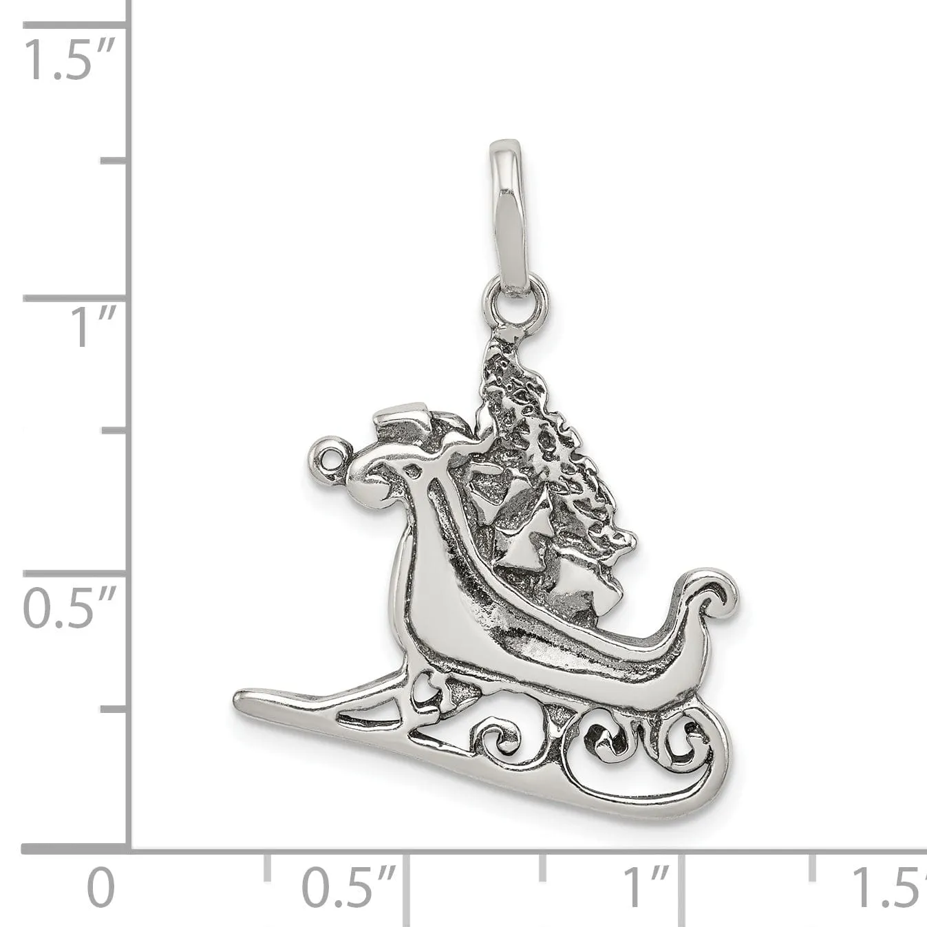 Sterling Silver Antiqued Sleigh Charm Pendant