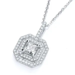 Sterling Silver Art Deco CZ Necklace