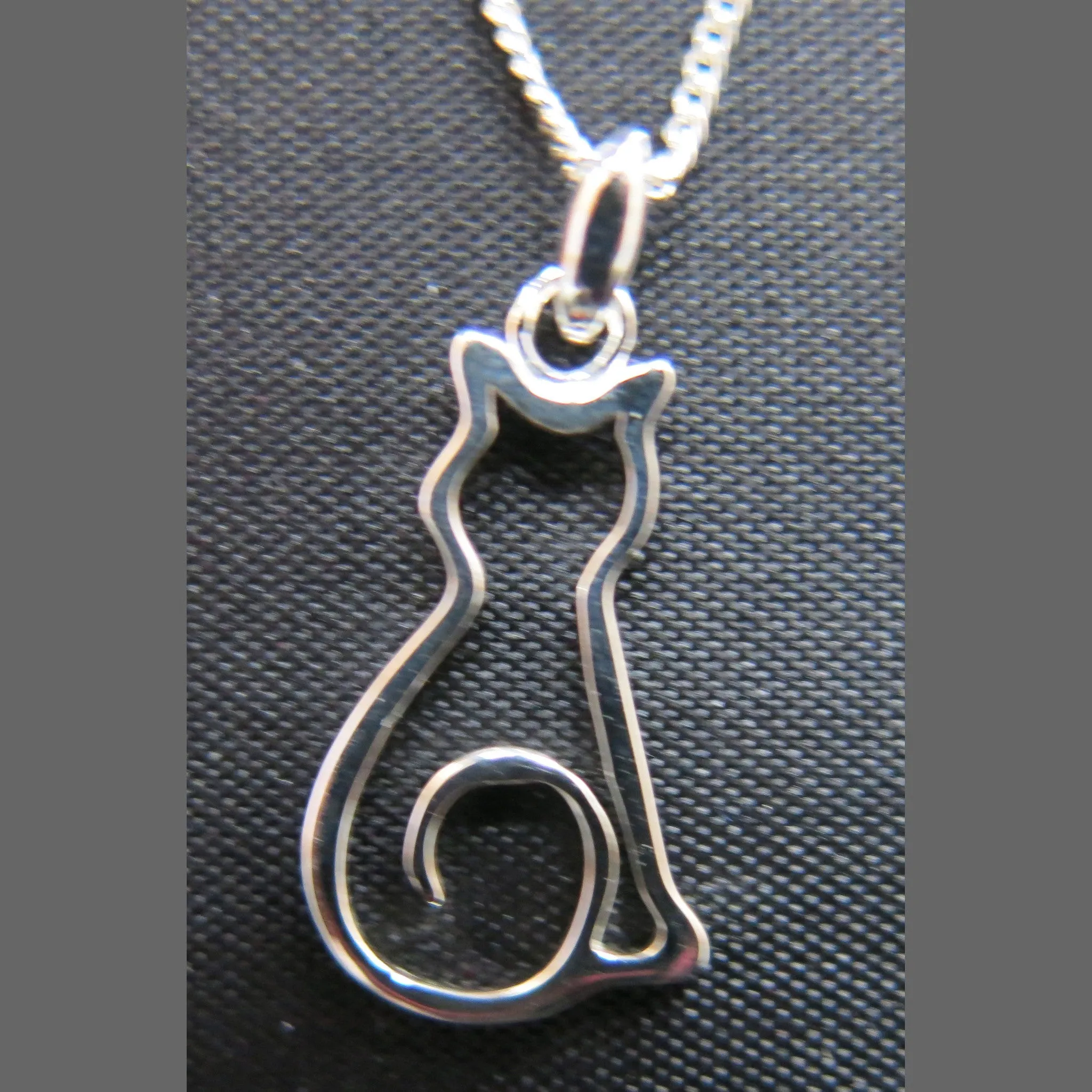 Sterling Silver Cat Pendant Necklace