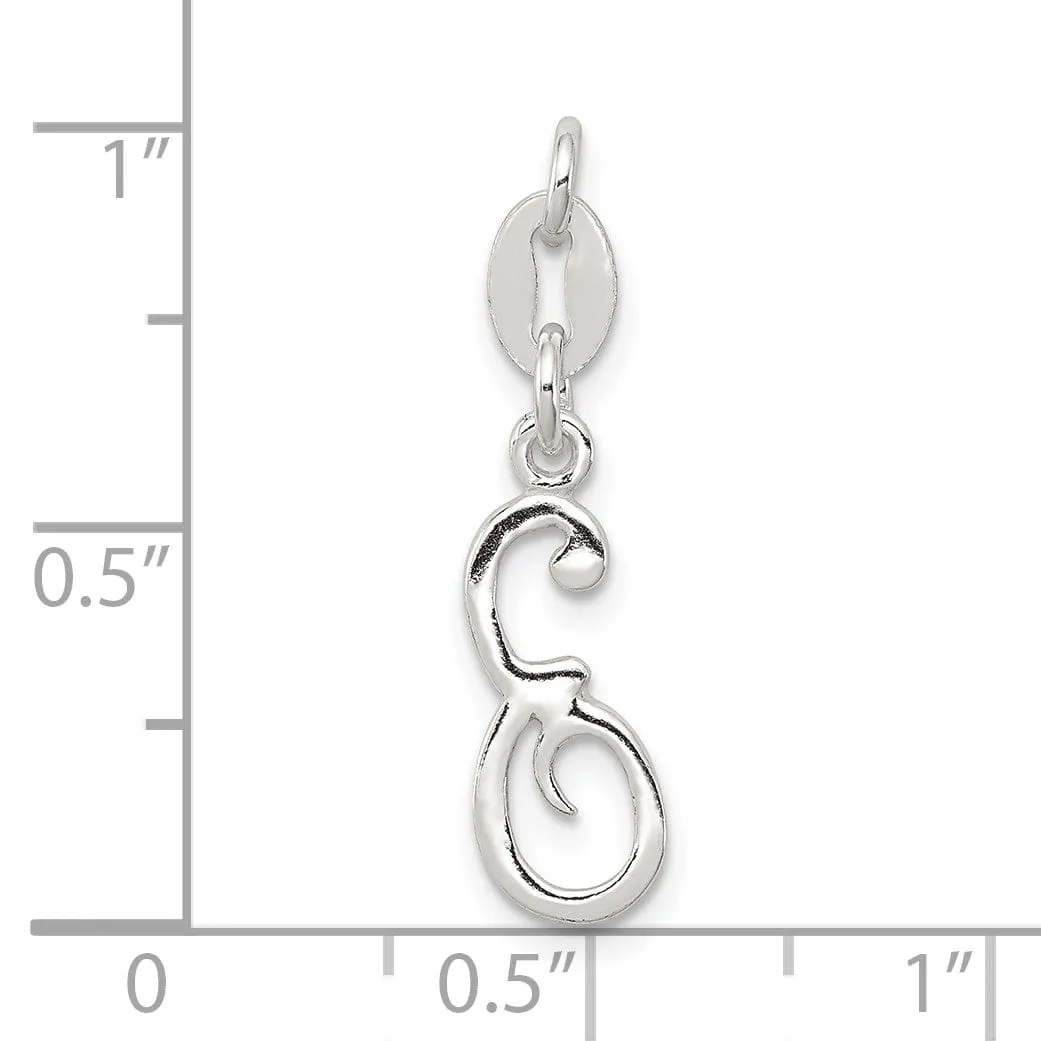 Sterling Silver Chain Slide Initial E Pendant