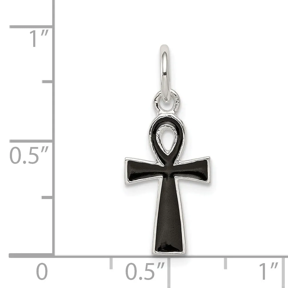 Sterling Silver Enamel Ankh Cross Pendant