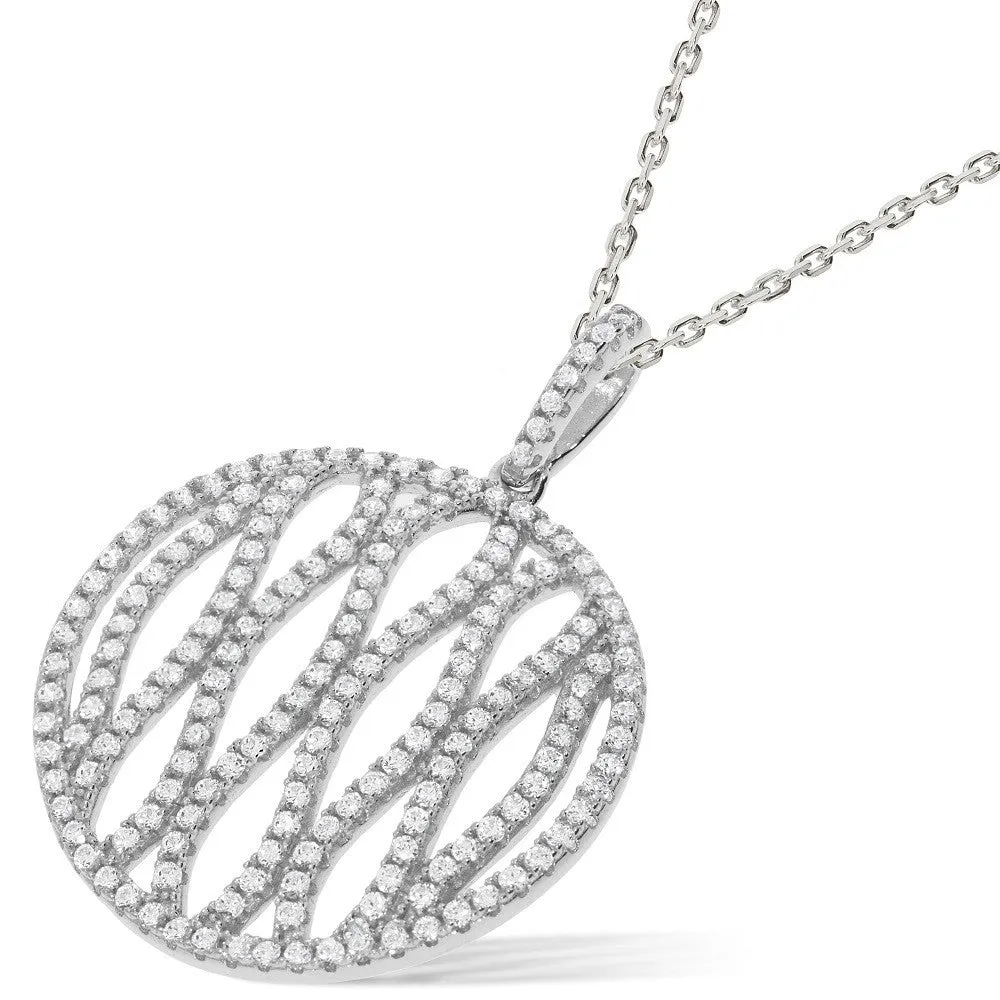 Sterling Silver Fancy Circle CZ Necklace