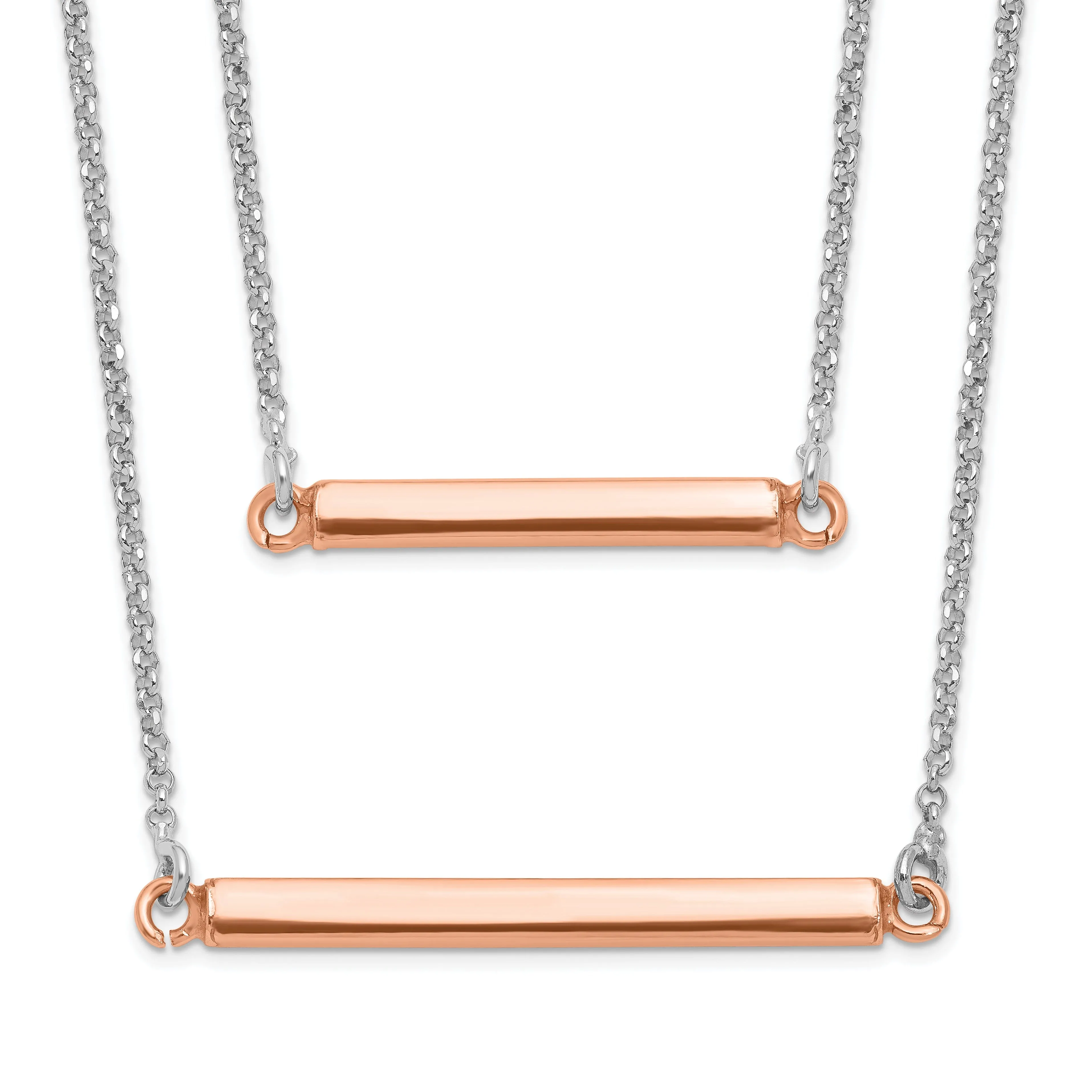 Sterling Silver Fancy Double Bar Necklace