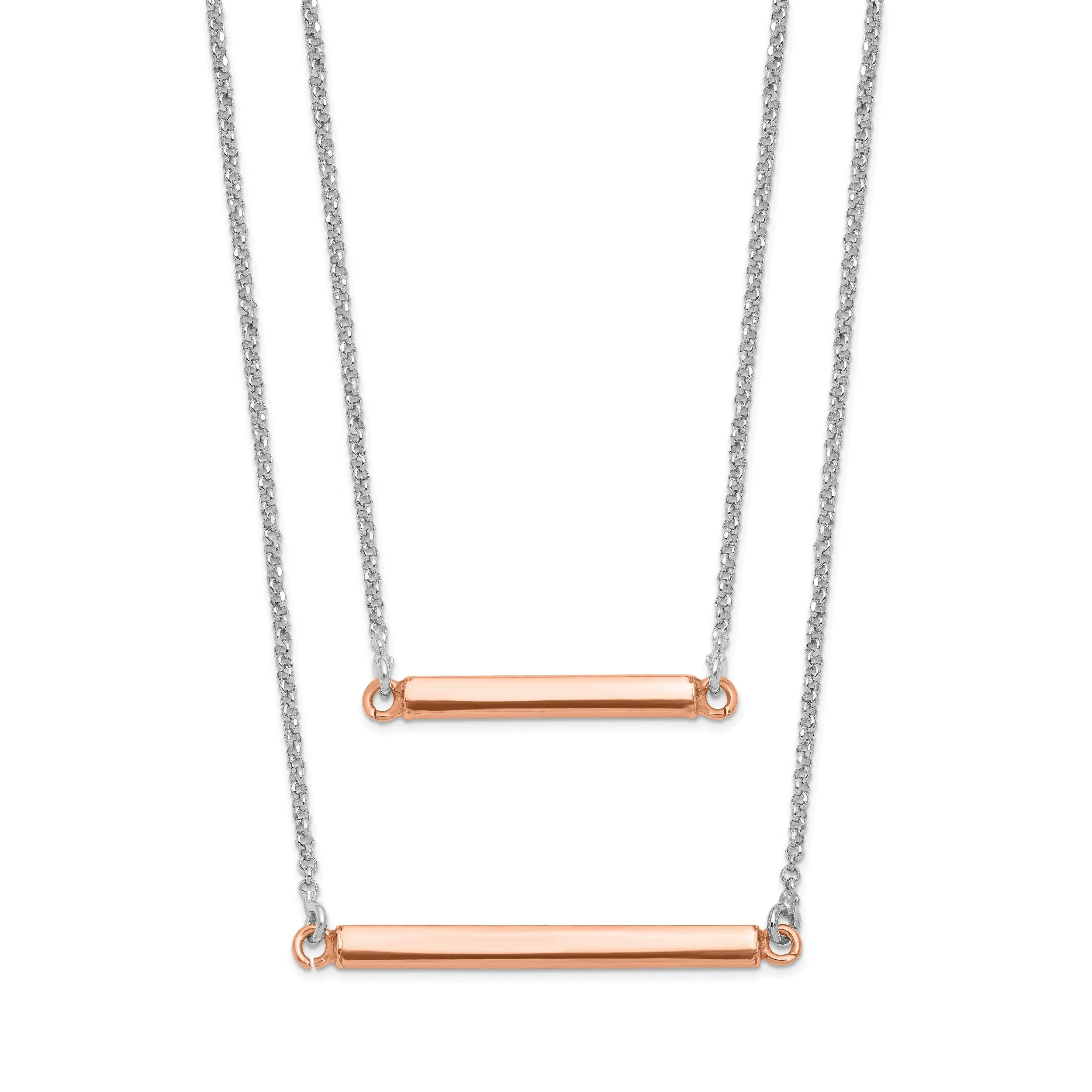 Sterling Silver Fancy Double Bar Necklace