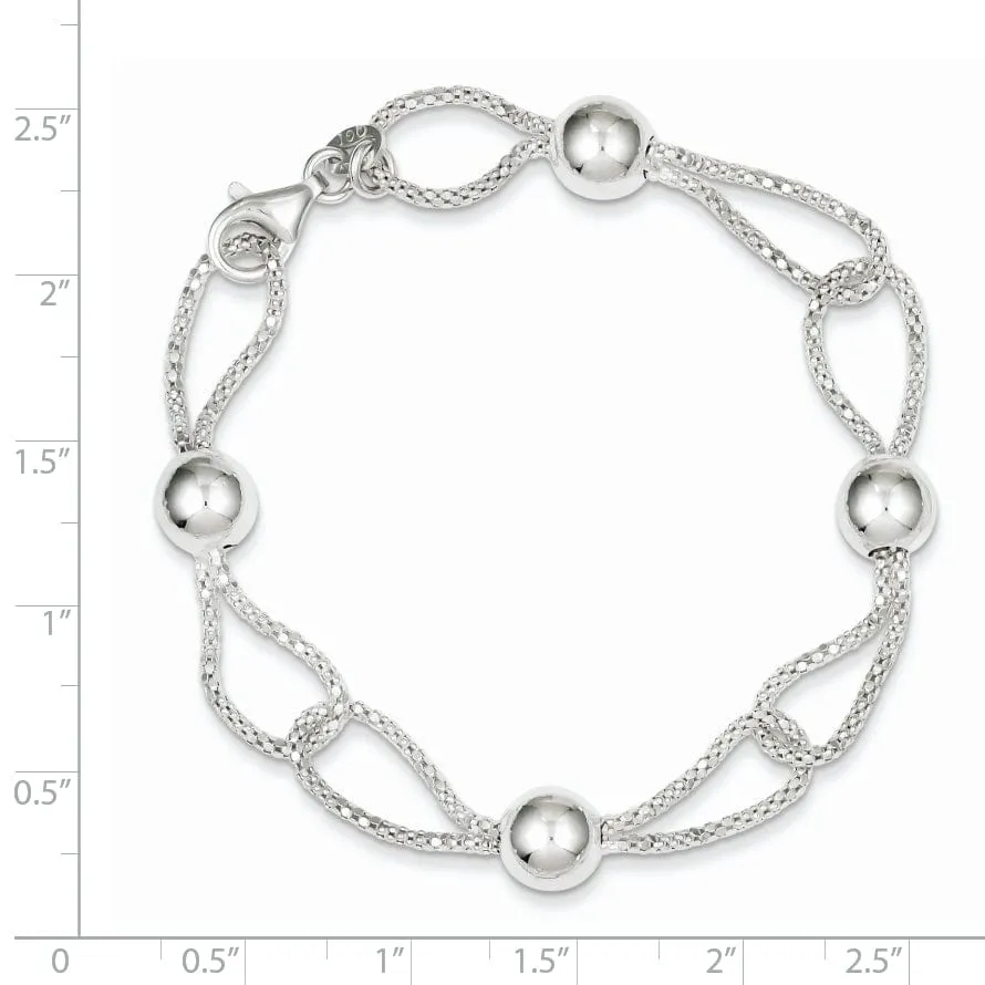 Sterling Silver Fancy Mesh Bracelet