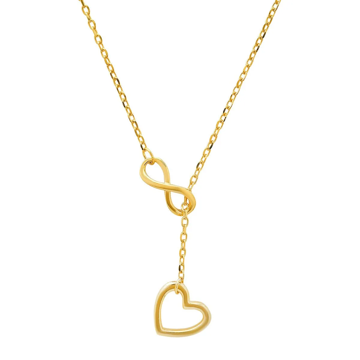 Sterling Silver Infinity Heart Y Necklace