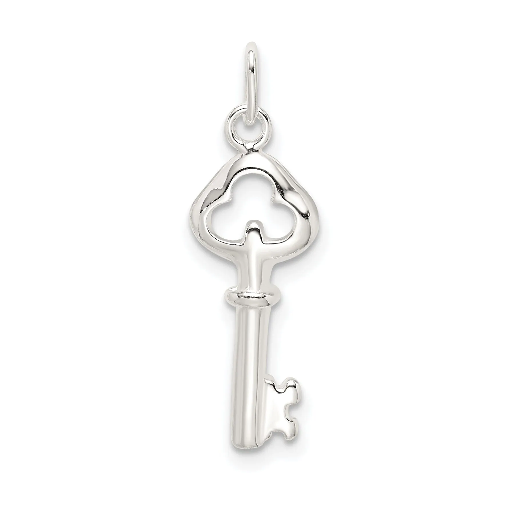 Sterling Silver Open Back Key Charm Pendant