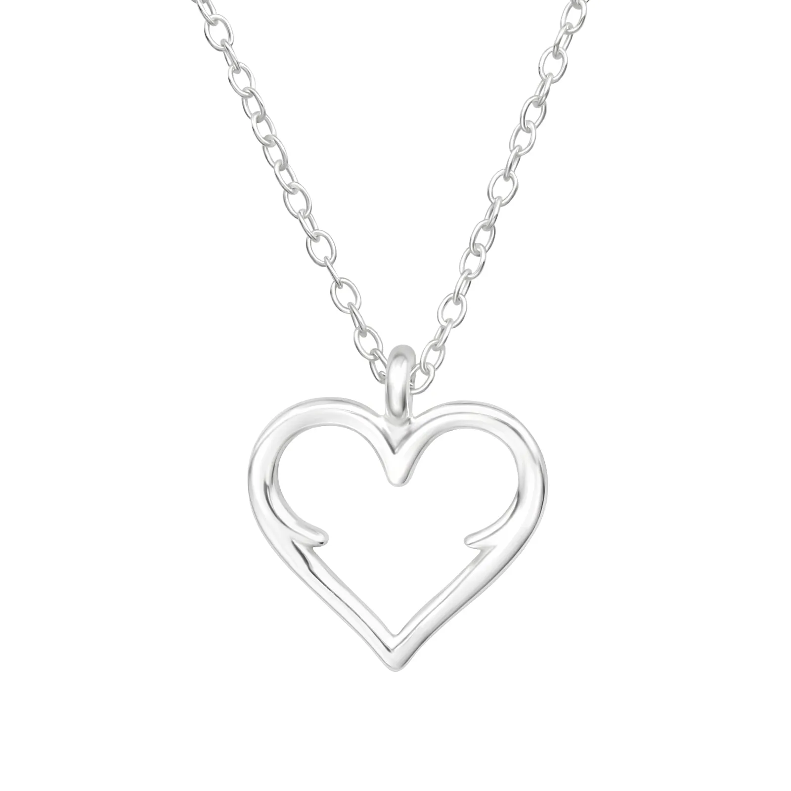 Sterling Silver Openwork Heart Pendant Necklace - Ag Sterling