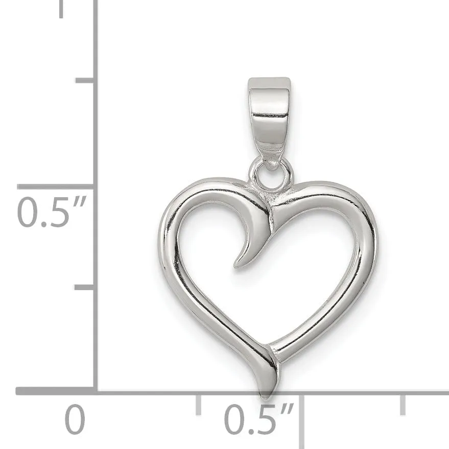 Sterling Silver Polished Open Heart Pendant