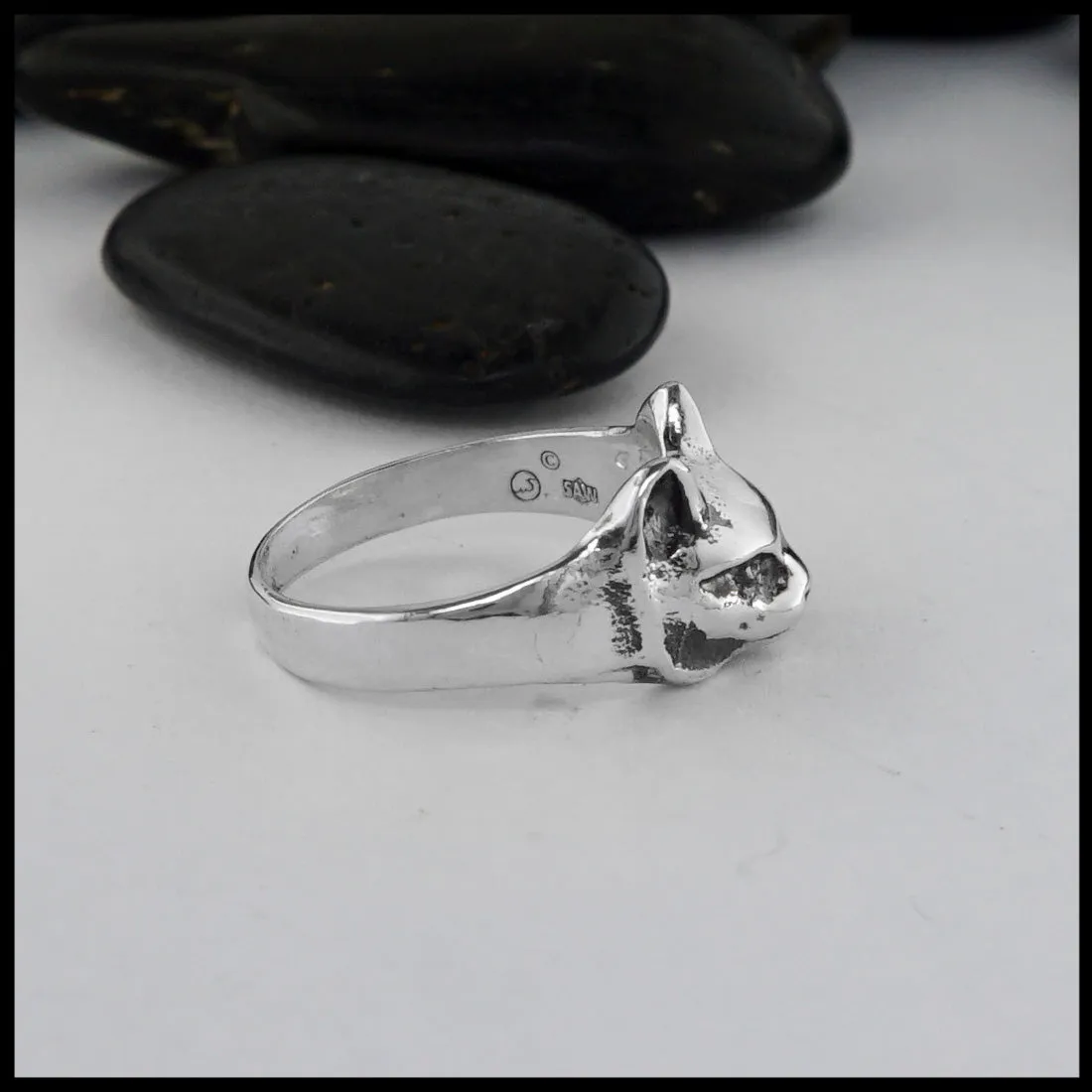 Sterling Silver Smooth Haired Cat Ring