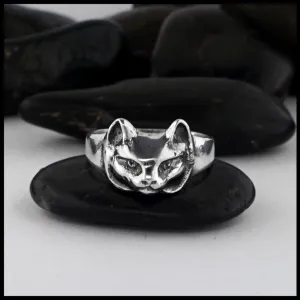 Sterling Silver Smooth Haired Cat Ring