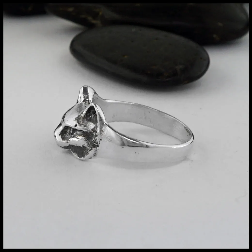 Sterling Silver Smooth Haired Cat Ring