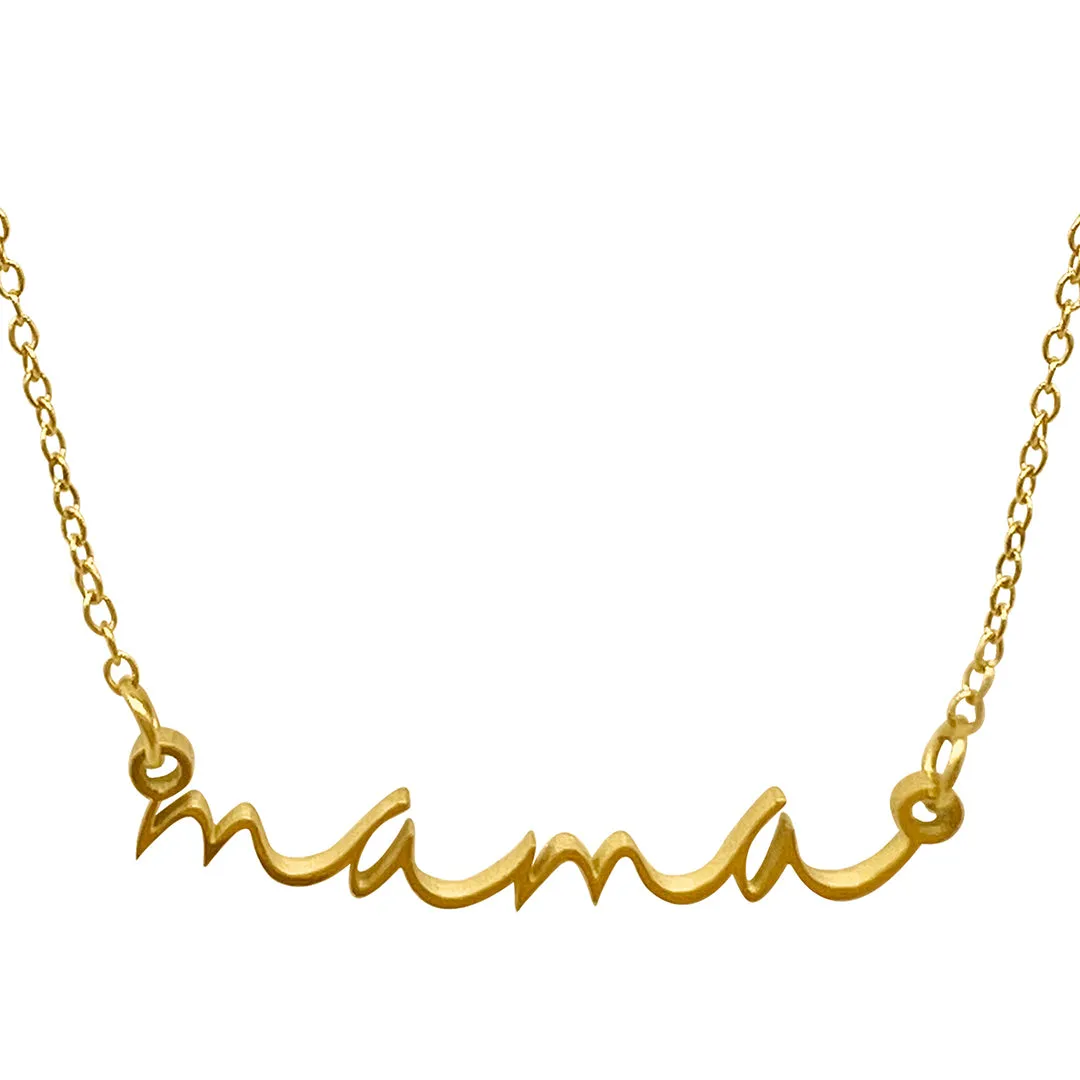 Tarnish Resistant 14k Gold Plated Cursive Mama Necklace