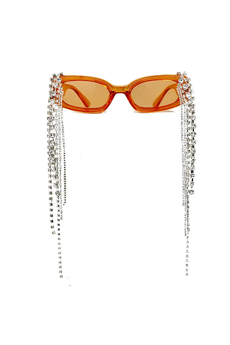 Thyria - Modern Luxury Rhinestone Chi Rectangle Women's Sunglasses